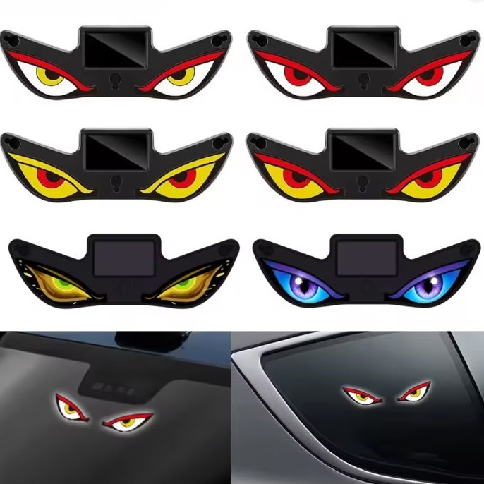 Solar Devil Eyes LED Car/Bike Window Light with Motion Sensor & USB-C Charging